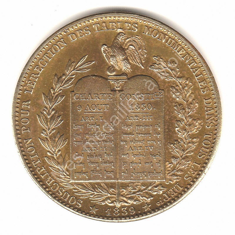 Louis-Philippe - Souscription pour l'rection des Tables Monumentales - 1839
(Module du dcime - Srie  la Charte)