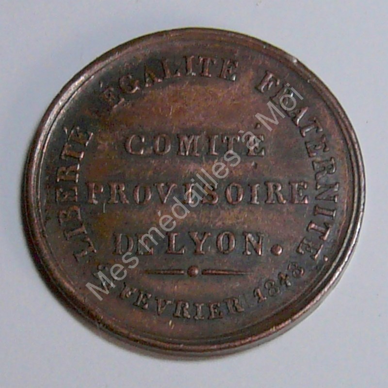 Comité provisoire de Lyon (1) - Jeton de présence - 1848 Comité provisoire de Lyon (1) - Jeton de présence - 1848