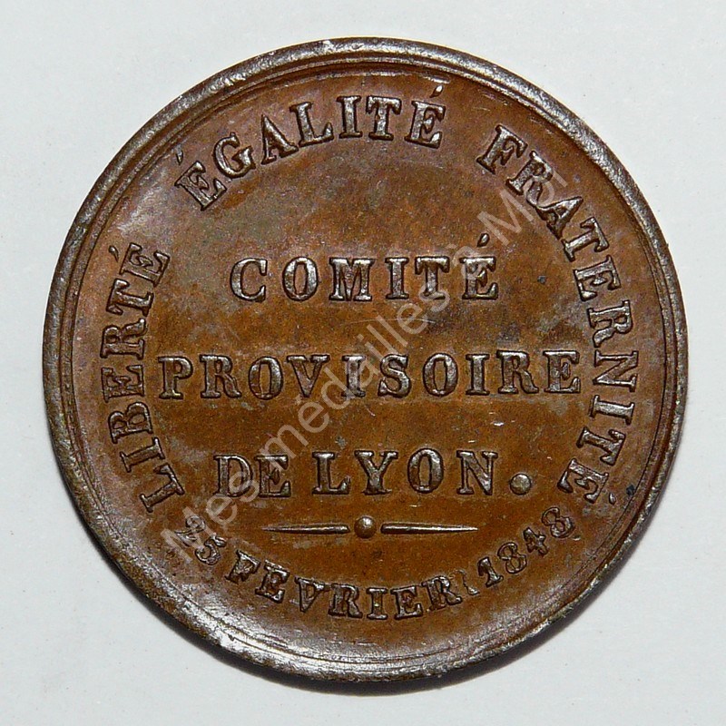 DEUXIME RPUBLIQUE  - Jeton de prsence, Comit provisoire de Lyon (2) - 1848