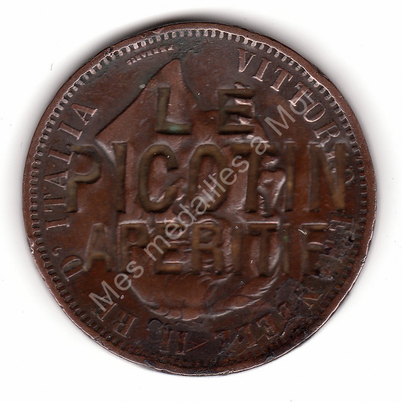 Le PICOTIN Apéritif sur 10 Centesimi Royaume d'Italie Victor Emmanuel II - 1866 Le PICOTIN Apéritif sur 10 Centesimi Royaume d'Italie Victor Emmanuel II - 1866