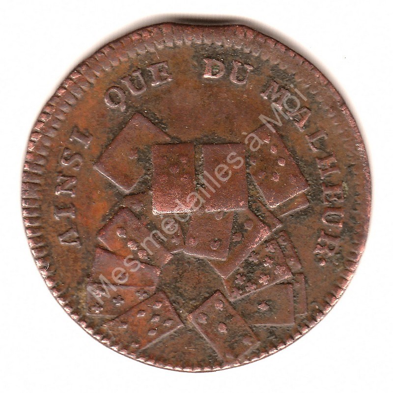 Jeton de jeu suédois en français - 1795 Jeton de jeu suédois en français - 1795