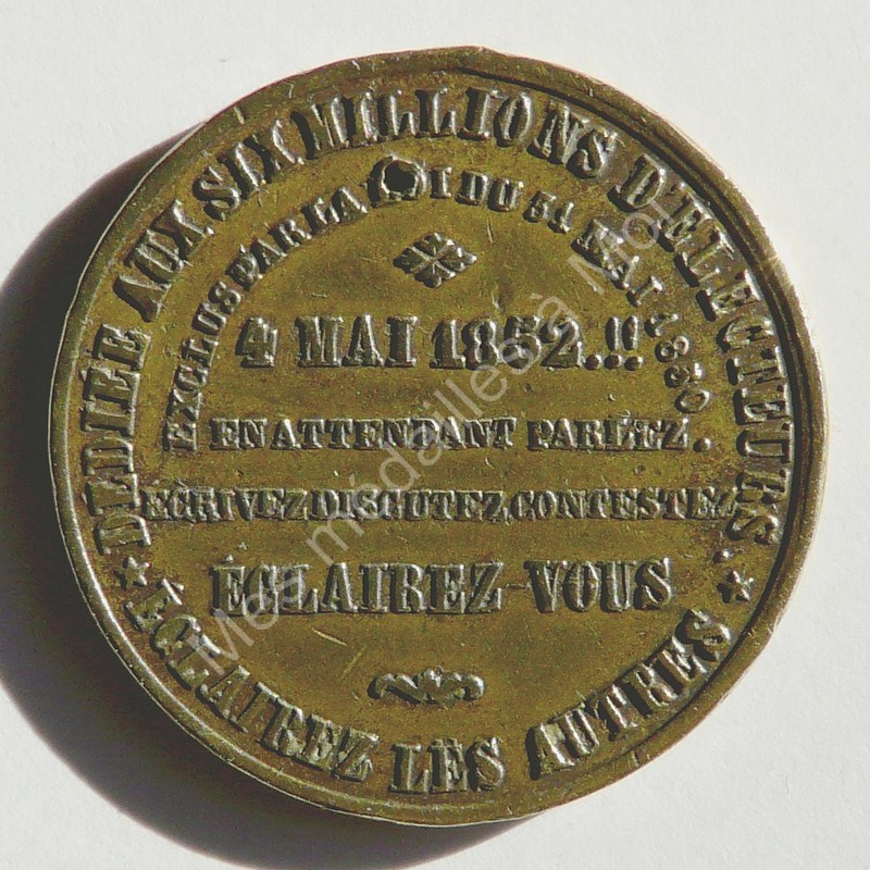 Dédiée aux 6 millions d'électeurs exclus par la loi du 31 mai 1850 - (1850) Dédiée aux 6 millions d'électeurs exclus par la loi du 31 mai 1850 - (1850)