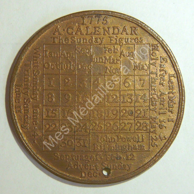 Calendrier britannique - 1775 Calendrier britannique - 1775