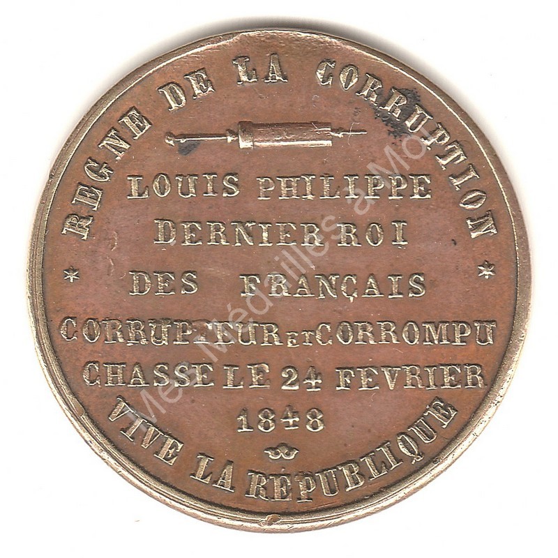 Louis-Philippe - Médaille républicaine - 1848 Louis-Philippe - Médaille républicaine - 1848