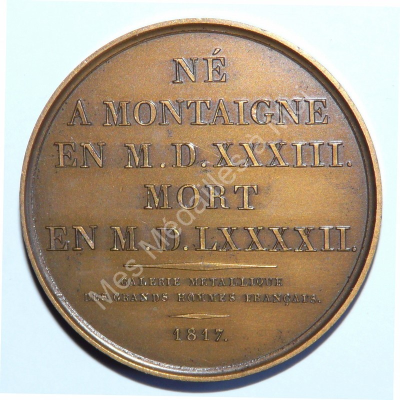 Michel de Montaigne - Galerie métallique - Gatteaux - 1817 Ref. Michel de Montaigne - Galerie métallique - Gatteaux - 1817 Ref.